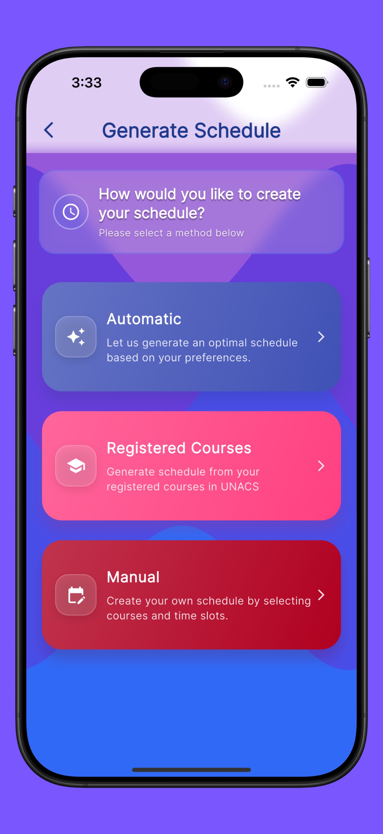 Create Schedule